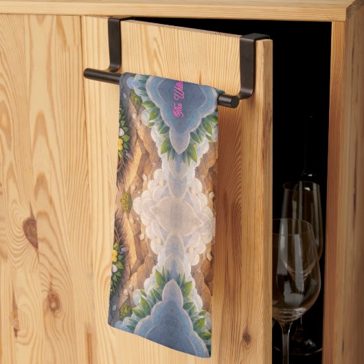 He Is Risen Religious Floral Crown Easter キッチンタオル (三つ折り)