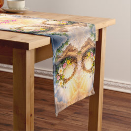 He Is Risen Religious Floral Crown Easter ショートテーブルランナー