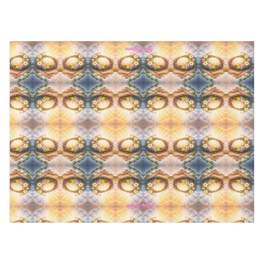 He Is Risen Religious Floral Crown Easter テーブルクロス (正面(横))