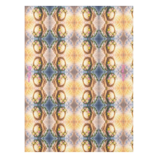 He Is Risen Religious Floral Crown Easter テーブルクロス (正面)