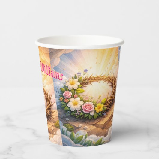 He Is Risen Religious Floral Crown Easter 紙コップ (裏面)