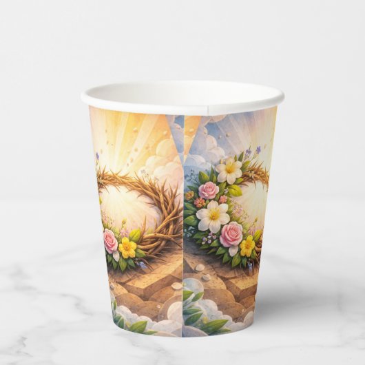 He Is Risen Religious Floral Crown Easter 紙コップ (右)
