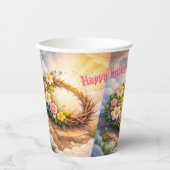 He Is Risen Religious Floral Crown Easter 紙コップ (正面)