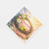 He Is Risen Religious Floral Crown Easter Napkins スタンダードランチョンナプキン (角)