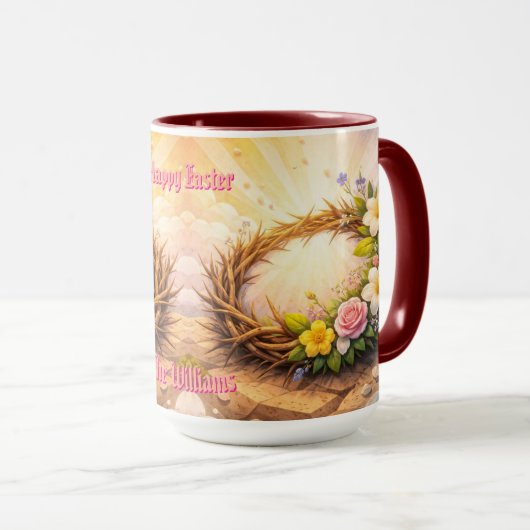 He Is Risen Religious Floral Crown Personalized マグカップ (正面右)