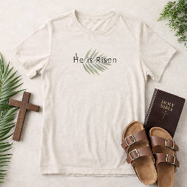  He Is Risen Three Crosses Palm Leaf Easter  トライブレンドＴシャツ