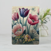 He Is Risen Tulip Floral Gold Foil Card 箔シーズンカード (立ち正面)
