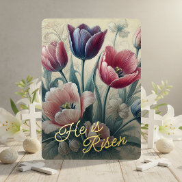 He Is Risen Tulip Floral Gold Foil Card 箔シーズンカード