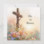 He Is Risen Watercolor Easter Card カード (正面)