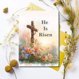He Is Risen Watercolor Easter Card シーズンカード