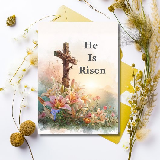 He Is Risen Watercolor Easter Card シーズンカード