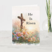 He Is Risen Watercolor Easter Card シーズンカード (正面)