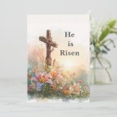 He Is Risen Watercolor Easter Card 招待状 (スタンド正面)