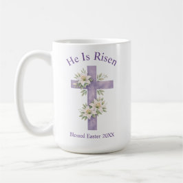 He Is Risen Watercolor Floral Cross Easter 2026 コーヒーマグカップ
