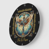 He Is Risen Winged Cross  ラージ壁時計 (傾斜)