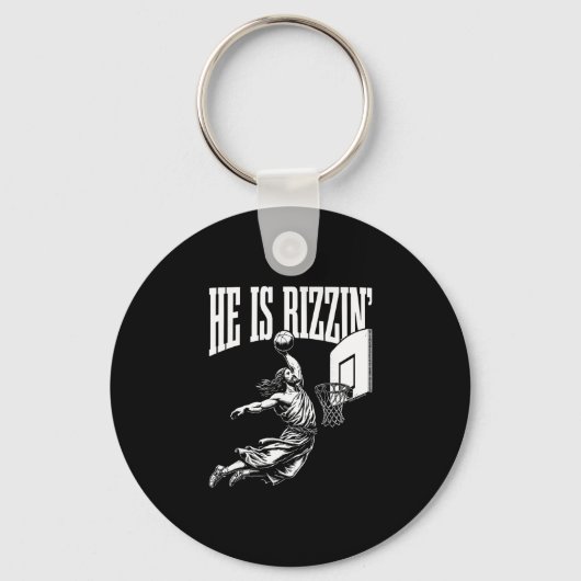 He Is Rizzin Funny Jesus Sketll Meme Easter Christ キーホルダー (正面)