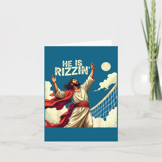 He Is Rizzin Jesus Meme Quote Shirt Funny Volleyba カード (正面)