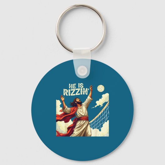He Is Rizzin Jesus Meme Quote Shirt Funny Volleyba キーホルダー (正面)