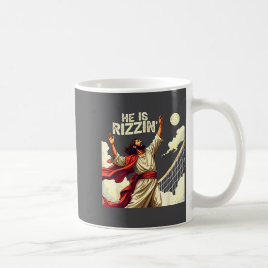 He Is Rizzin Jesus Meme Quote Shirt Funny Volleyba コーヒーマグカップ (右)