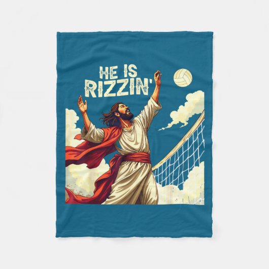 He Is Rizzin Jesus Meme Quote Shirt Funny Volleyba フリースブランケット (正面)