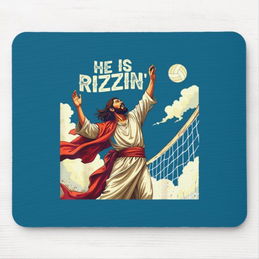 He Is Rizzin Jesus Meme Quote Shirt Funny Volleyba マウスパッド (正面)
