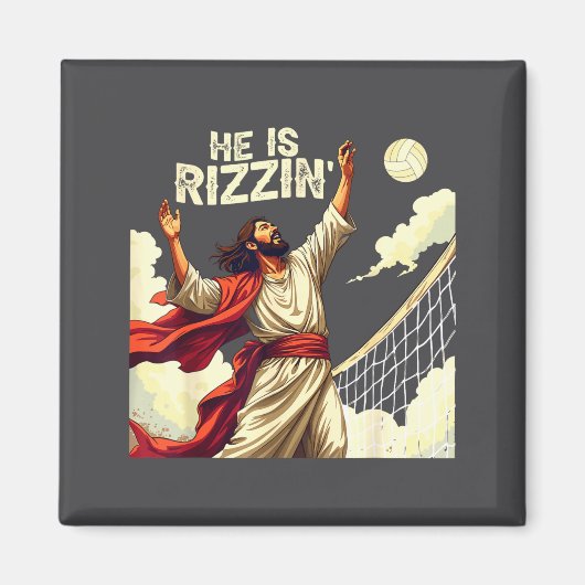 He Is Rizzin Jesus Meme Quote Shirt Funny Volleyba マグネット (正面)
