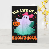 He Life Of A Showghoul Retro Halloween Show Ghosts カード (黄色い花)