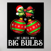 He Likes My Big Bulbs Couples Love Candy Christmas ポスター (正面)