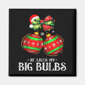 He Likes My Big Bulbs Couples Love Candy Christmas マグネット (正面)