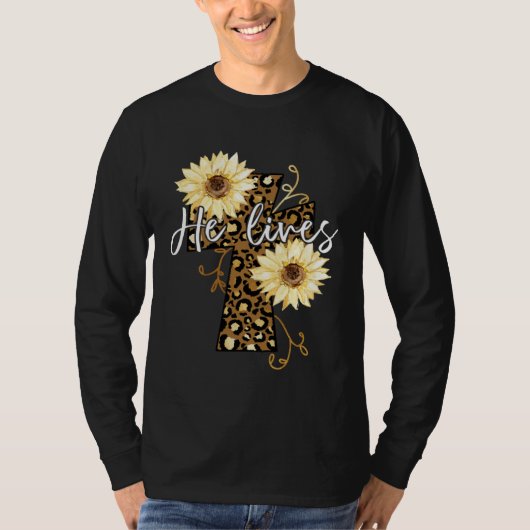 He Lives Happy Easter Day Jesus Cross Religious Ch Tシャツ (正面)