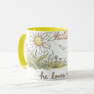 He Loves me - Daisy Love me not Whimsical Combo マグカップ