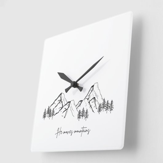 He Moves Mountains スクエア壁時計 (傾斜)