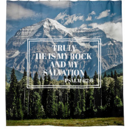 He My Rock Christian Bible Verse Mountainの写真 シャワーカーテン