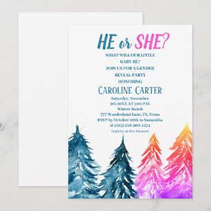 He or Her Boy or Girl Winter Baby Shower 招待状