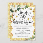 He or Her Reveal Bee Baby Shower招待状 招待状 (正面/裏面)