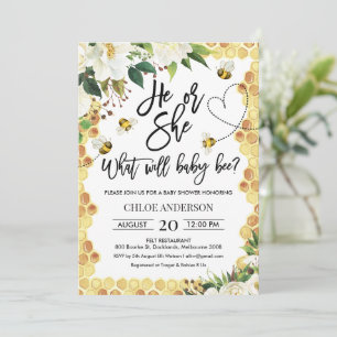 He or Her Reveal Bee Baby Shower招待状 招待状