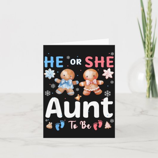 He Or She Aunt To Be Christmas Gingerbread Gender カード (正面)