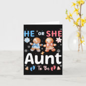 He Or She Aunt To Be Christmas Gingerbread Gender カード (黄色い花)