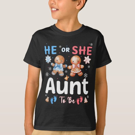 He Or She Aunt To Be Christmas Gingerbread Gender  Tシャツ (正面)