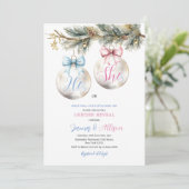 He or She Bauble Blue Pink Christmas Gender Reveal 招待状 (スタンド正面)