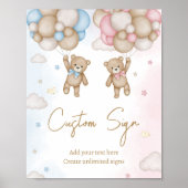 He or She Bear Gender Reveal Sign ポスター (正面)