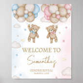 He or She Bear Gender Reveal Welcome Sign ポスター (正面)