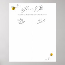 He or She Bee Baby Shower Gender Guessing Game ポスター