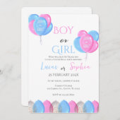 He or She Blue or Pink Genderが招待状wi 招待状 (正面/裏面)