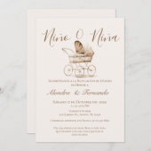 He or She Bohoベビーベビーカー性別が投資を明らかにする 招待状 (正面/裏面)