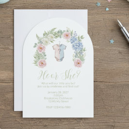 He or She? Botanical Gender Reveal Invitation 招待状