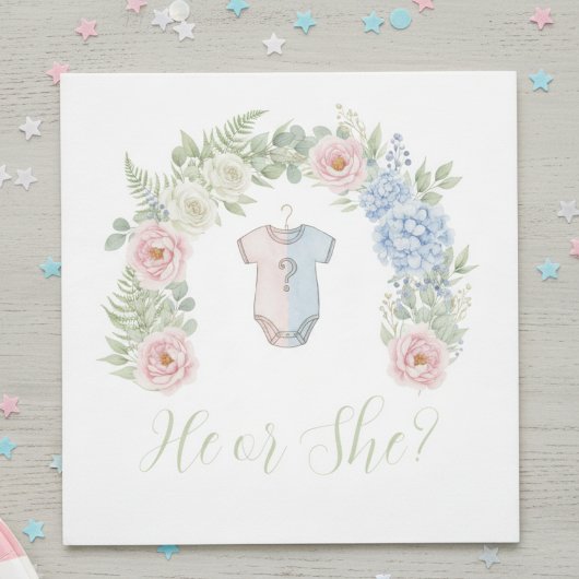 He or She? Botanical Gender Reveal Napkin スタンダードランチョンナプキン