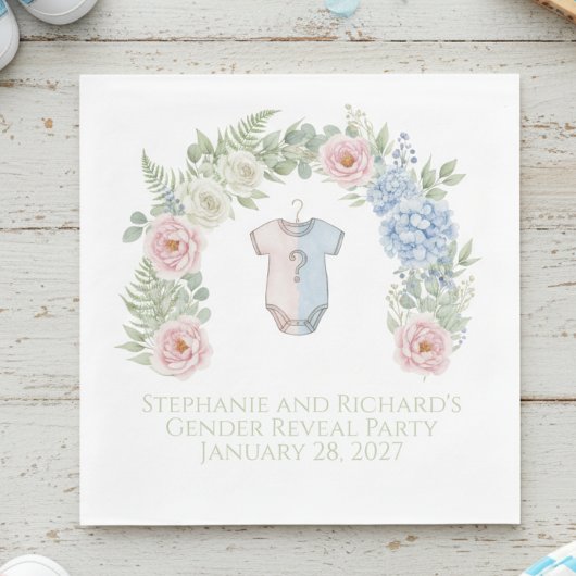 He or She? Botanical Gender Reveal Napkin スタンダードランチョンナプキン