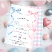 He or She Bow Gender Reveal  Invitation 招待状