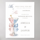 He Or She Cocktail Gender Reveal Shower Welcome ポスター (正面)